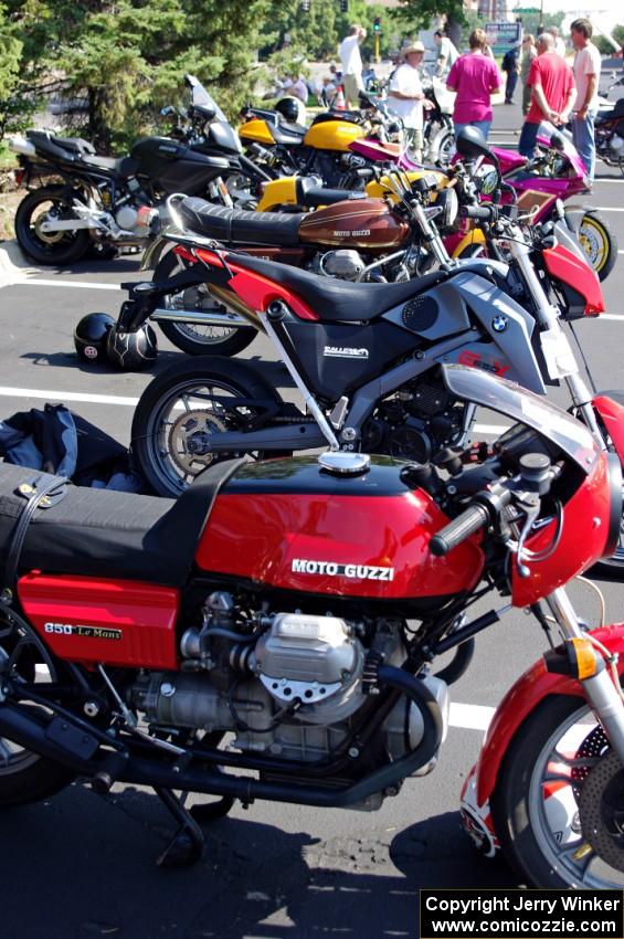 Various Italian motorcycles at hand