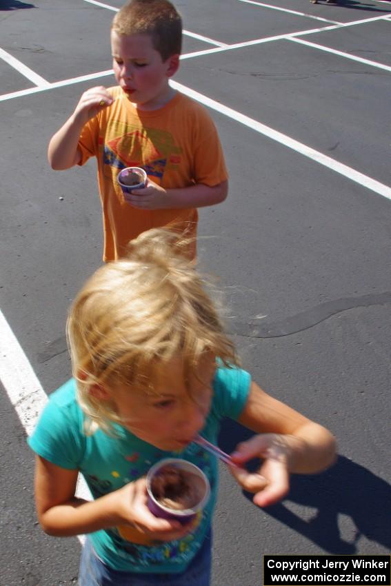 Enjoying a cold gelato.