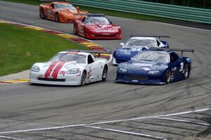 Kyle Kelley's Chevy Corvette, Ken Bupp's Chevy Camaro and the Chevy Corvettes of Rick Dittman, Jim McAleese and David Fershtand