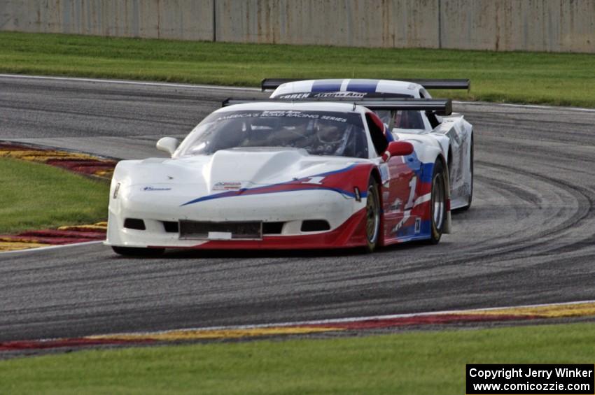 Simon Gregg's Chevy Corvette and Cliff Ebben's Ford Mustang