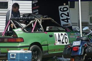 Danger Zone Racing Honda CRX in the paddock, done for the day