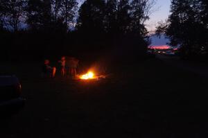 An evening campfire in the infield of Brainerd International Raceway