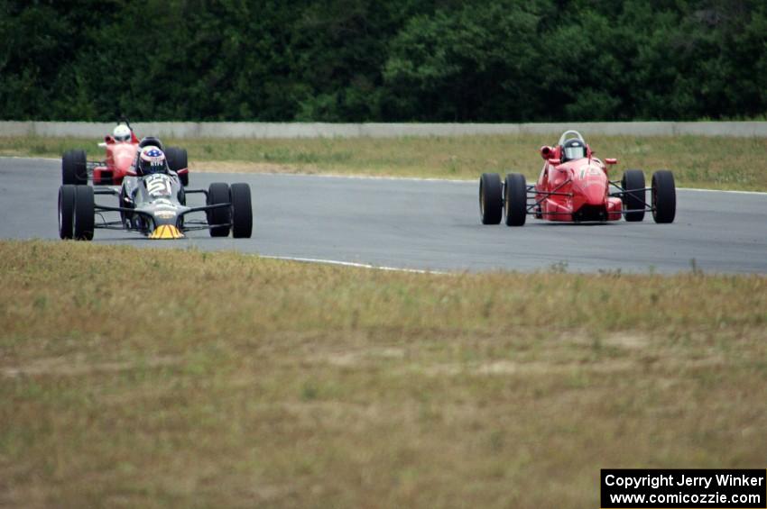 Ethan Mackey's EuroSwift SC94T, Brad Ellingson's Swift DB-1 and Glenn Rhoades's Mygale SJ-01 Formula Fords