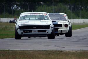 Shannon Ivey's Chevy Camaro leads Brian Kennedy's Ford Shelby GT350 into turn 12