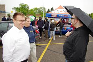 Steve Gingras, Amy Springer and Breon Nagy converse at Rallyfest.