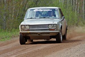 Jim Scray / Colin Vickman at speed on stage one in their Datsun 510.