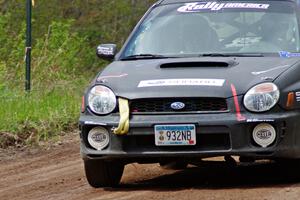 The Anthony Israelson / Jason Standage Subaru Impreza on stage one.