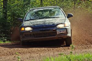 The Silas Himes / Matt Himes Honda Civic drifts through a huge sweeper on stage three.