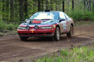 Erik Hill / Dave Parps drift their Eagle Talon through a sweeper on stage three.