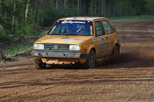 The Chad Eixenberger / Chris Gordon VW Golf at speed on stage four.