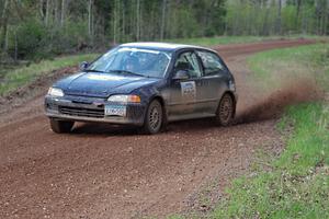 Silas Himes / Matt Himes set up for a sweeper on stage four in their Honda Civic.