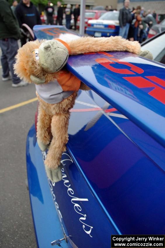 The back wing of the The Carl Siegler/ David Goodman Subaru WRX STi.