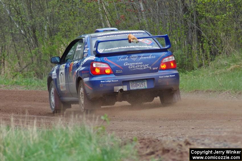 The Carl Siegler/ David Goodman Subaru WRX STi prepare for a left-hander on stage one.