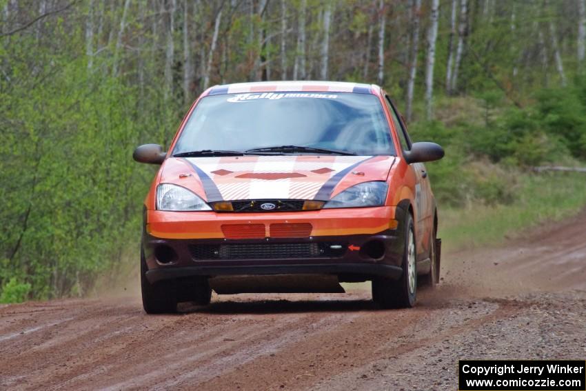 Dillon Van Way / Ben Slocum at speed on stage one in their Ford Focus.
