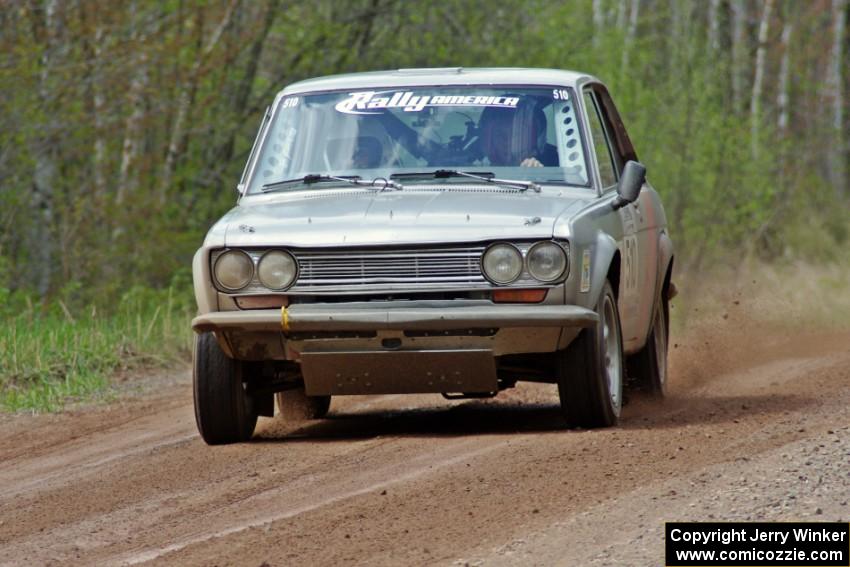 Jim Scray / Colin Vickman at speed on stage one in their Datsun 510.