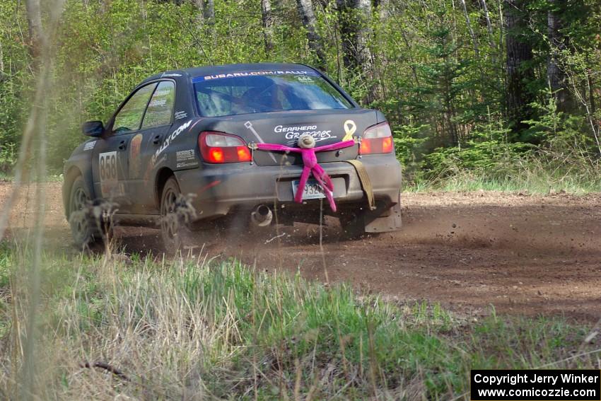 The Anthony Israelson / Jason Standage Subaru Impreza on stage three.