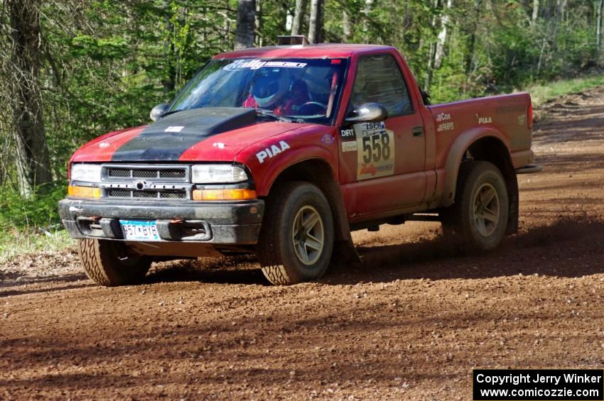 The Jim Cox / Mark Holden Chevrolet S-10 on stage four.