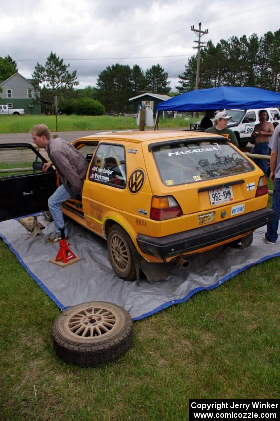 Chad Eixenberger / Colin Vickman VW Golf prior to the rally's start