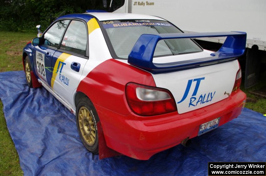 Janusz Topor / Michal Kaminski Subaru WRX STi prior to the start