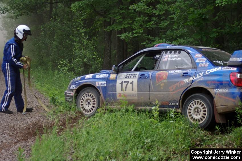 Carl Siegler / Dave Goodman Subaru WRX STi off on SS3