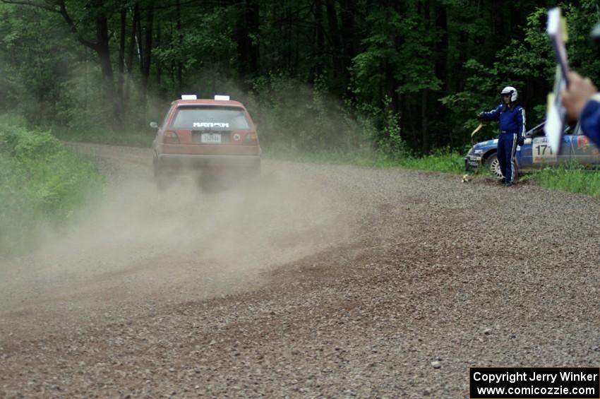 Brent Carlson / Mark Utecht VW GTI on SS3. They couldn't stop as the car was running rough.(2)