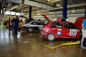 Curt Faigle / Rob Wright SAAB 900 Turbo and John Kimmes / Greg Smith VW GTI at tech inspection