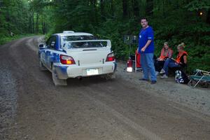 Adam Yeoman / Jordan Schulze, in their Subaru Impreza, leave the start of SS3.