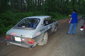 Curt Faigle / Rob Wright, in their SAAB 900 Turbo, leave the start of SS3.