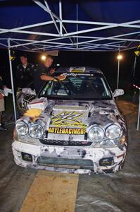 Mason Moyle / Gary Barton in their Subaru Impreza 2.5RS at Friday's service