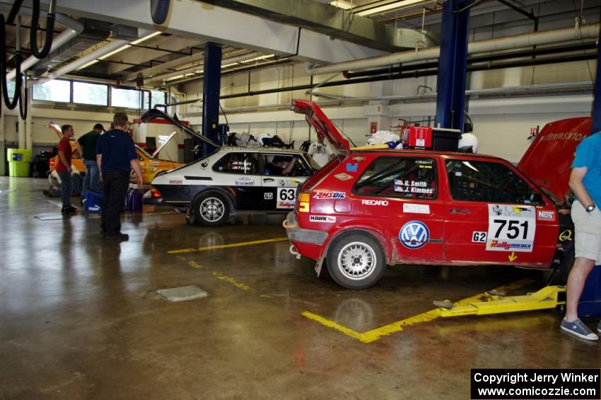 Curt Faigle / Rob Wright SAAB 900 Turbo and John Kimmes / Greg Smith VW GTI at tech inspection