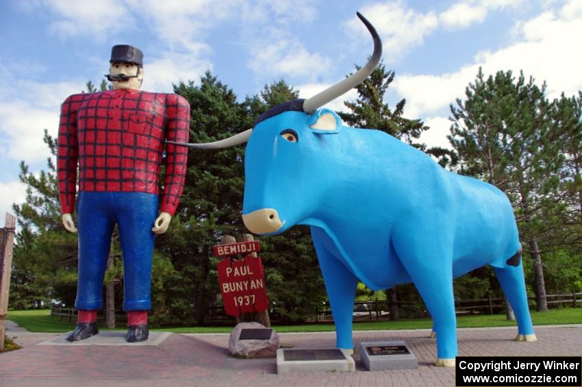 Paul Bunyan and Babe statue in downtown Bemidji.