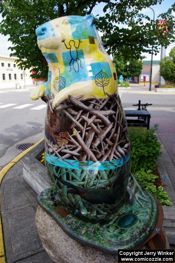 Beaver sculpture in downtown Bemidji