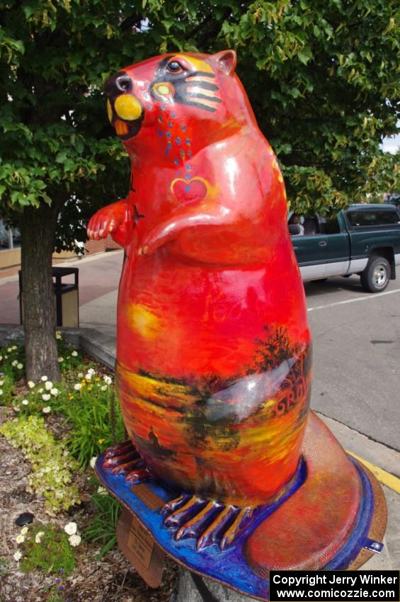 Beaver sculpture in downtown Bemidji