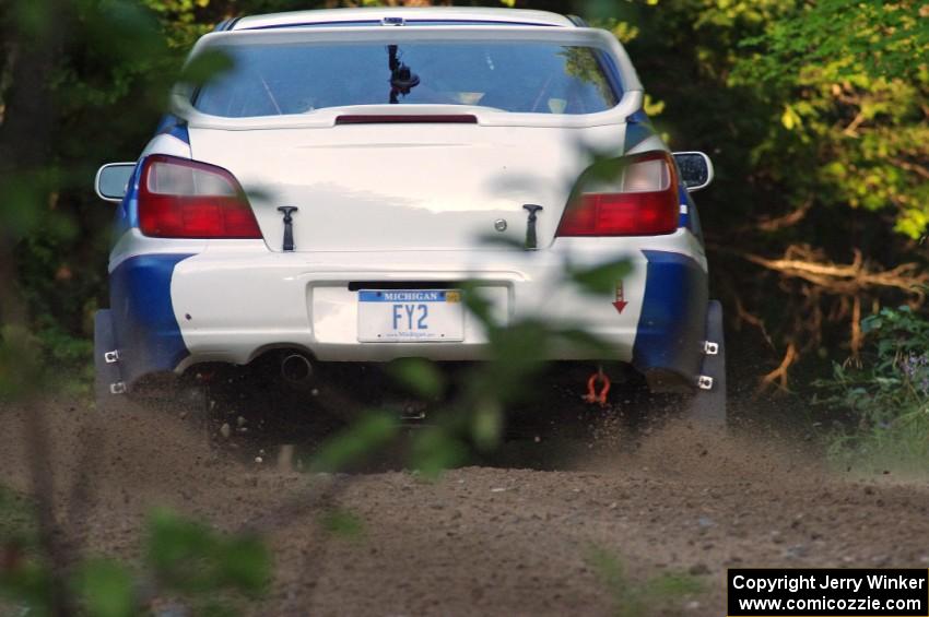 Adam Yeoman / Jordan Schulze in their Subaru Impreza on SS1