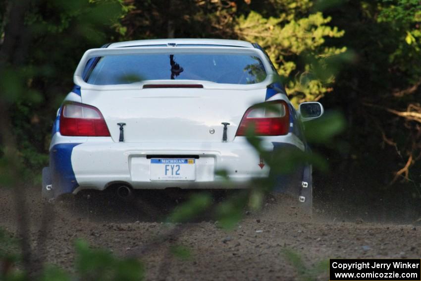 Adam Yeoman / Jordan Schulze in their Subaru Impreza on SS1