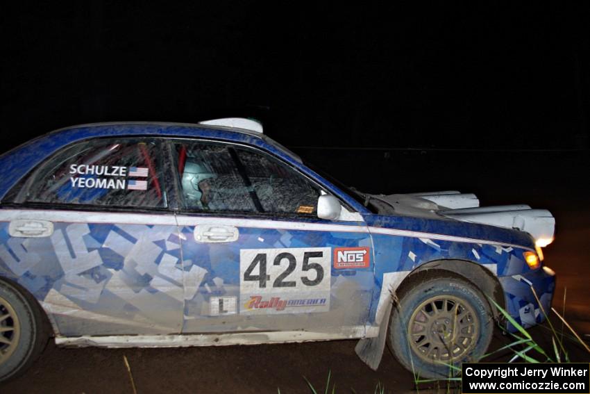 Adam Yeoman / Jordan Schulze in their Subaru Impreza on SS6