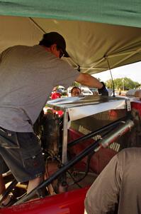 Last minute cooling adjustments to the Jim Cox / Dan Drury Chevy S-10 before day two.