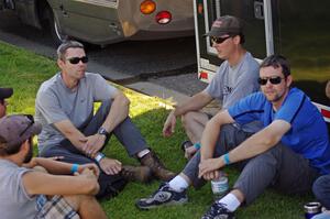 John Huebbe, Jim Cox and Mark Huebbe relax in the shade at parc expose.