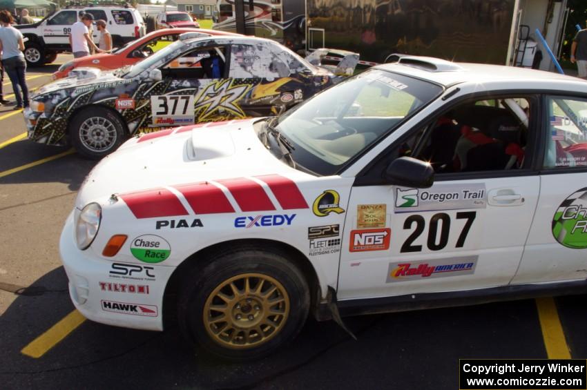 Dave Hintz / Doug Chase Subaru WRX and Mason Moyle / Gary Barton Subaru Impreza 2.5RS at parc expose.