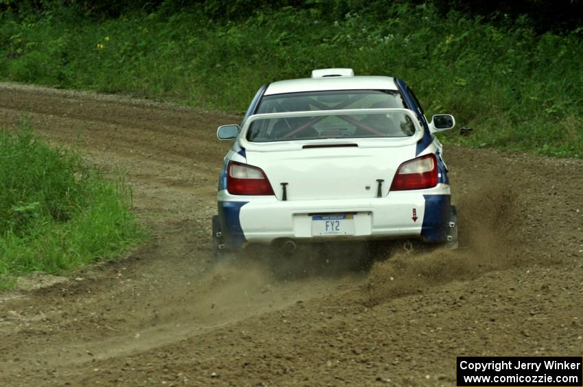 Adam Yeoman / Jordan Schulze in their Subaru Impreza on SS7