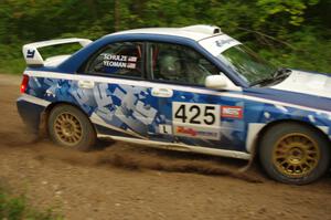 Adam Yeoman / Jordan Schulze in their Subaru Impreza on SS9