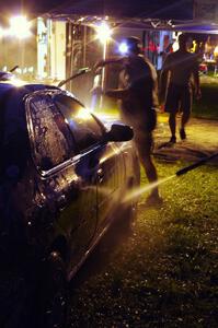 Mason Moyle / Gary Barton Subaru Impreza 2.5RS gets cleaned at service