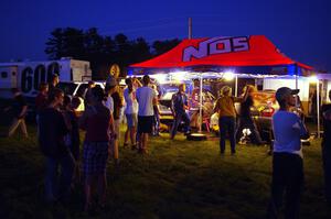 The lit NOS tent meant that the Ziptie Rally Team was being serviced.