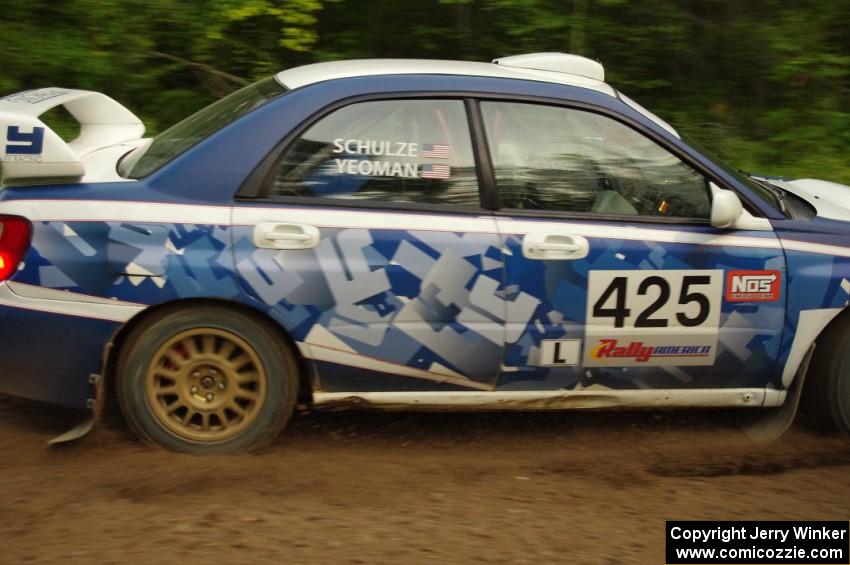 Adam Yeoman / Jordan Schulze in their Subaru Impreza on SS9