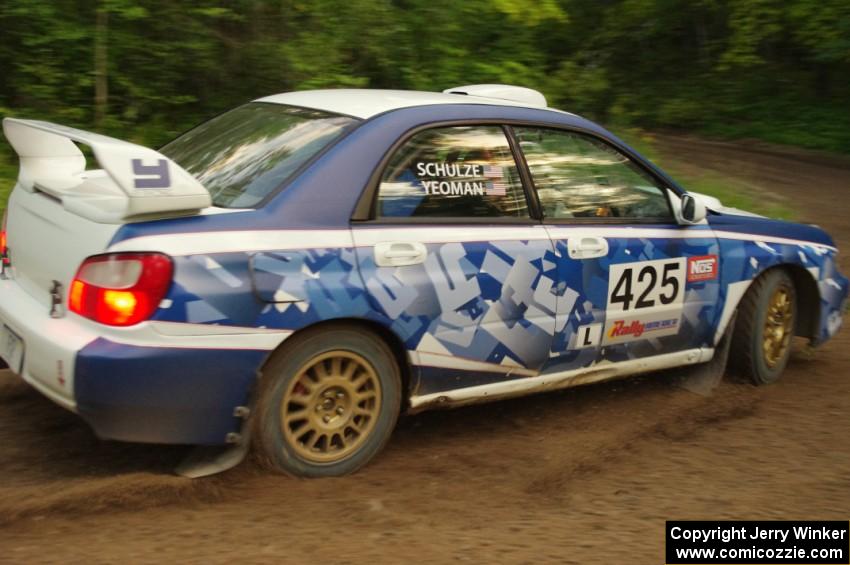 Adam Yeoman / Jordan Schulze in their Subaru Impreza on SS9