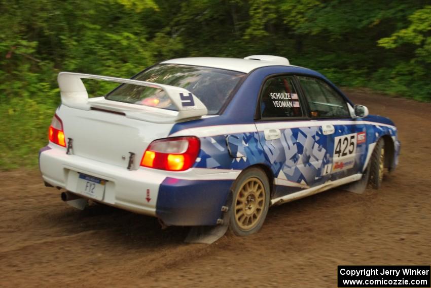 Adam Yeoman / Jordan Schulze in their Subaru Impreza on SS9