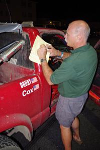 Dave Fuss checks the Jim Cox / Dan Drury Chevy S-10 into the final MTC.