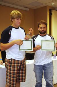 Dillon Van Way (L) and Jake Blattner (R) at the awards banquet