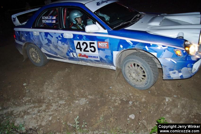 Adam Yeoman / Jordan Schulze in their Subaru Impreza on SS10