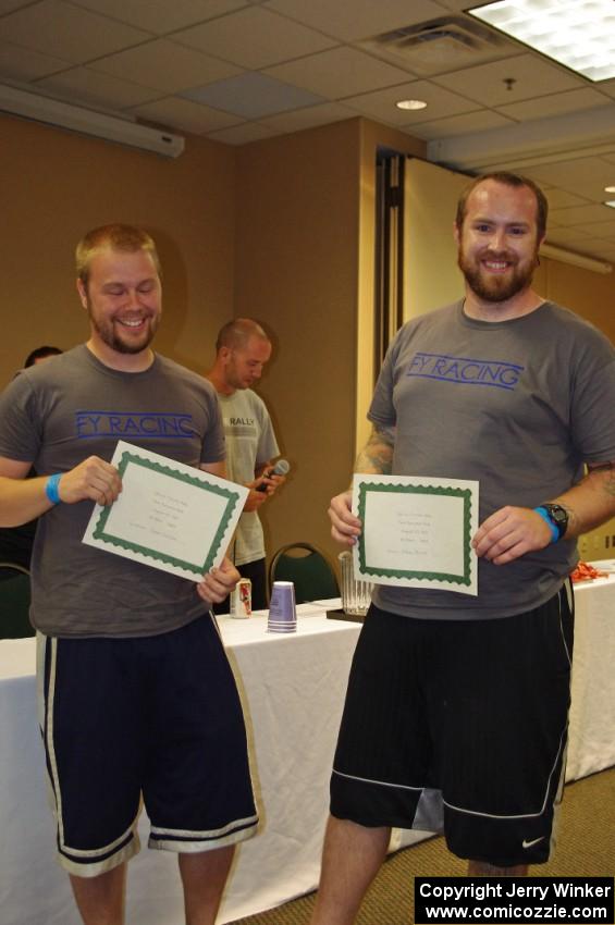 Jordan Schulze (L) and Adam Yeoman (R) at the awards banquet